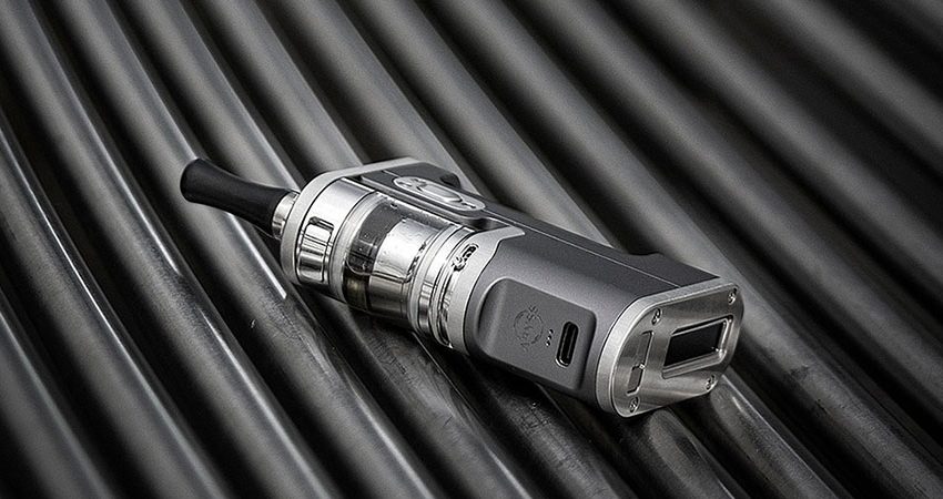 metallic gunmetal colored vape device